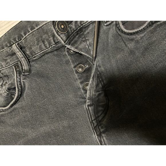 All Saints Jeans Men 34x31.5 Messier Cigarette Skinny Black Denim Button Fly - Picture 6 of 12